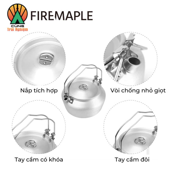 [CHÍNH HÃNG] Ấm Đun Nước 1.2L siêu tốc hợp kim nhôm  Fire Maple Chuyên Dụng Dã Ngoại FMC-NIMBUS-1200