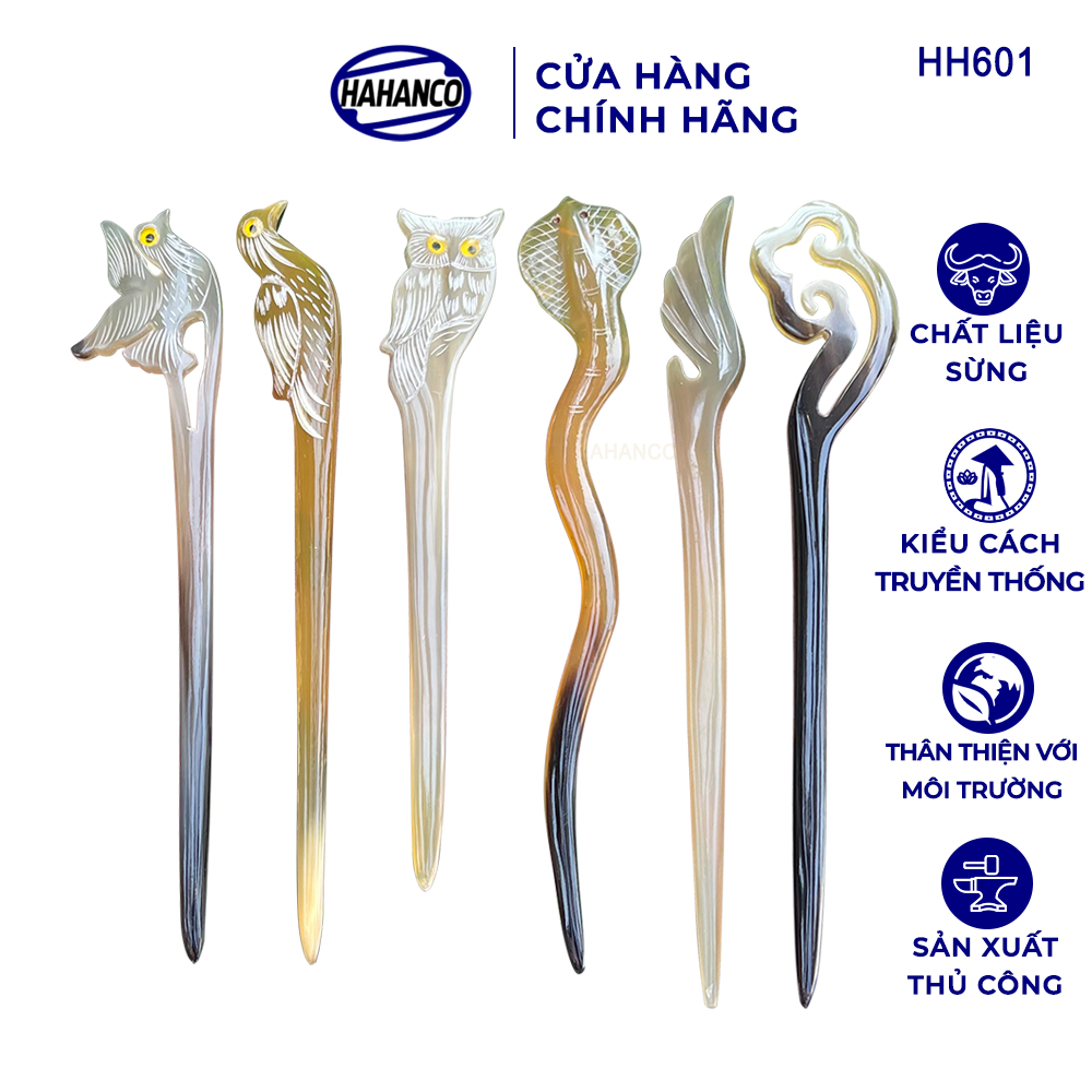 Trâm Cài Tóc Bằng Sừng Cổ Trang Đục Khắc Hình Đủ Loại/Phong Cách Mới