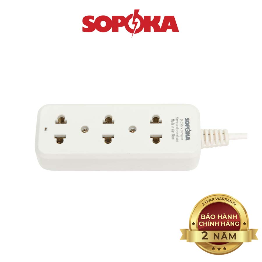 Ổ 3 cửa chịu tải 1200W SOPOKA 3B 3C dây 2,5M-4,5M