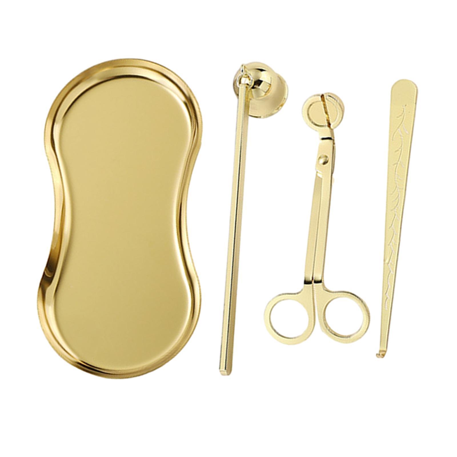 4Pcs Candle Accessory Wick Cutter Extinguisher Stainless Steel Rustproof Sturdy Wick Dipper with Storage Tray