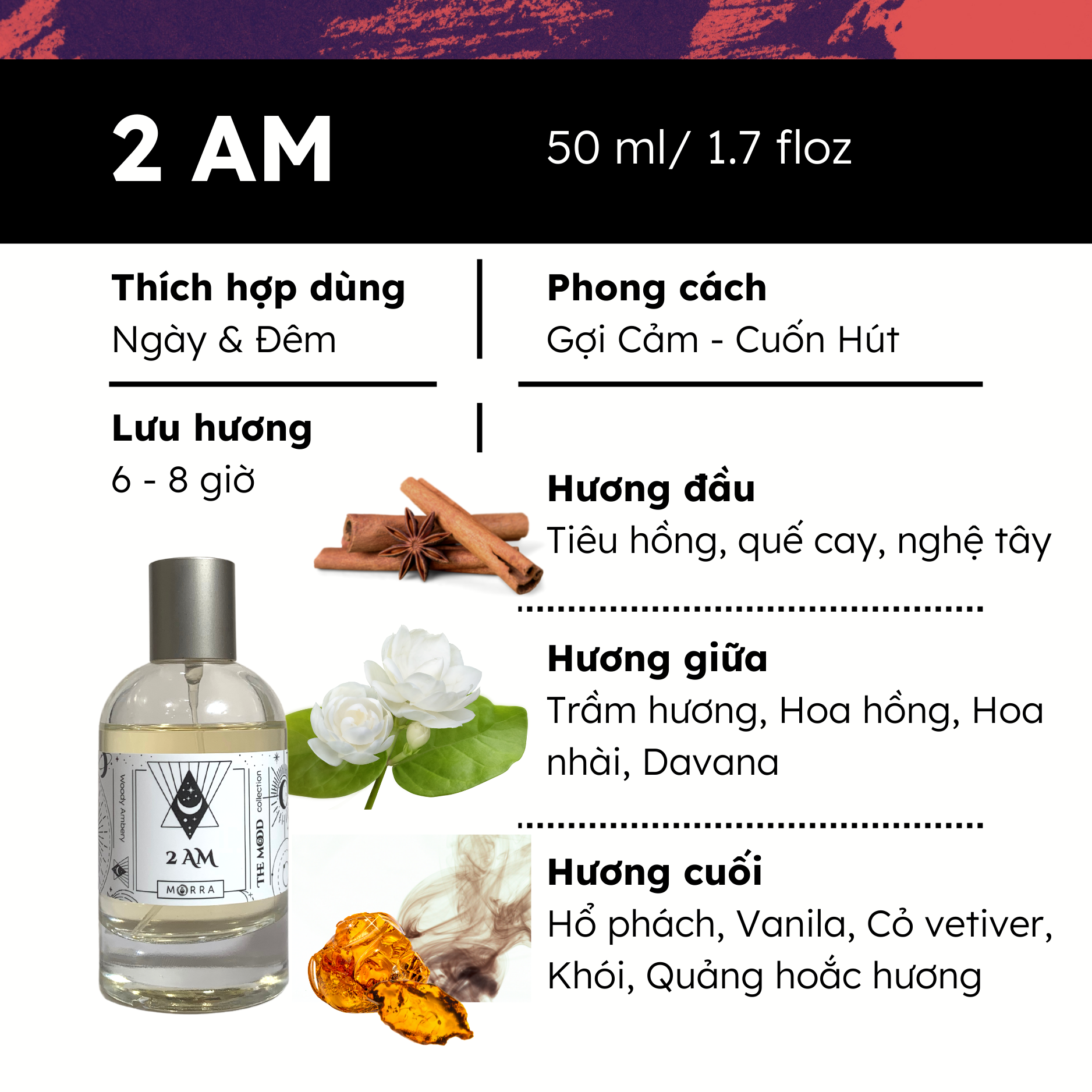 Nước Hoa Nam Nữ Morra 2AM Hương Trái Cây Tươi Mát Thanh Khiết Lưu Hương Lâu 6h - 8h Dung tích 50ml