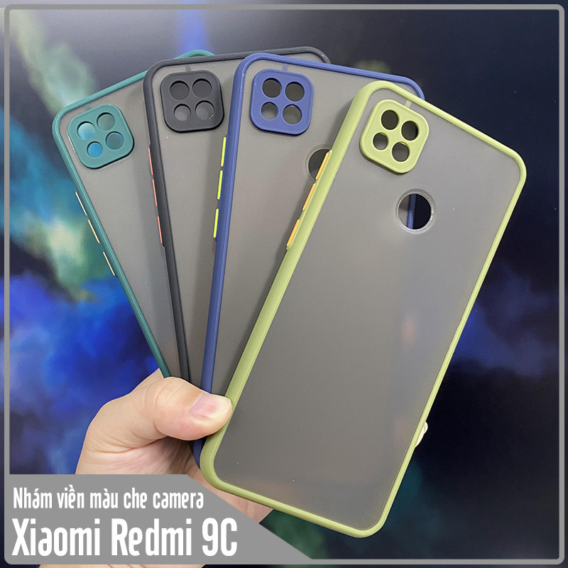 Ốp lưng cho Xiaomi Redmi 9C trong nhám viền màu che camera