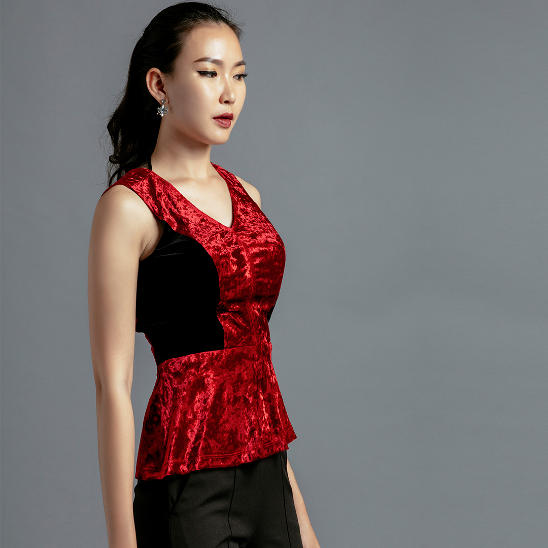 Áo Thắt Eo Áo Peplum Nhung Thời trang thiết kế Hity TOP123