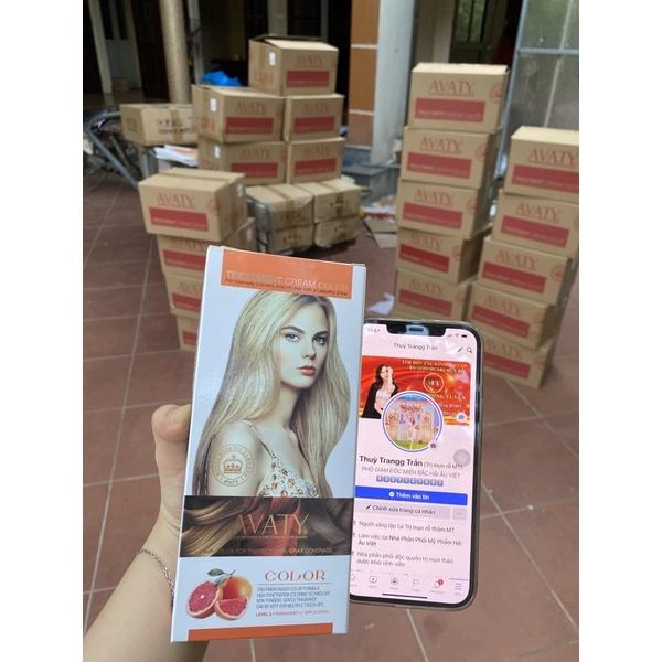 Thuốc Nhuộm Tóc Xanh Than Kèm oxi và gang tay