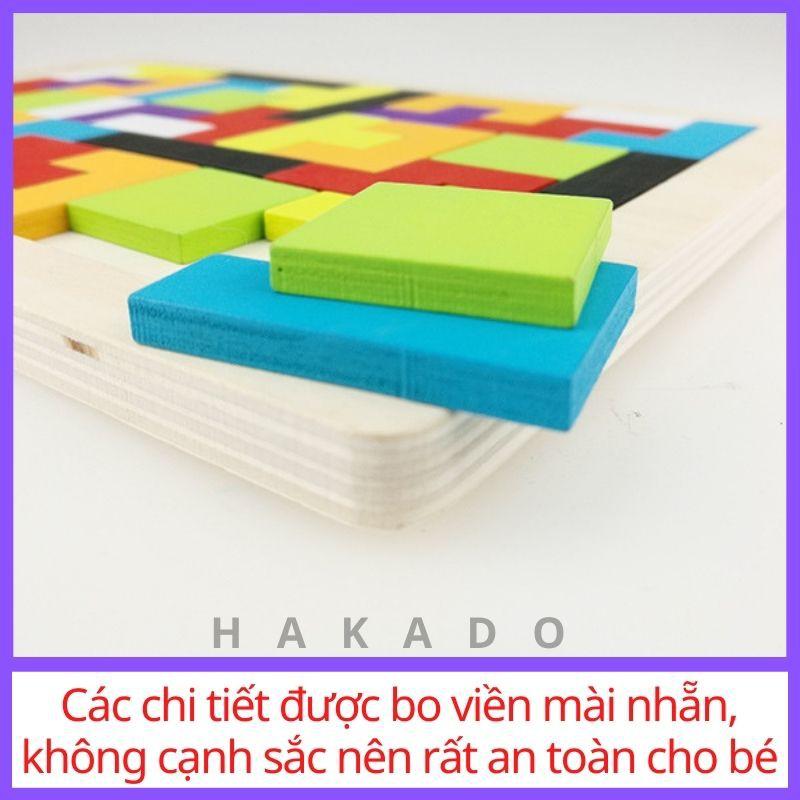 Đồ chơi gỗ xếp hình Montessori Tetris Cho Bé phát triển trí tuệ