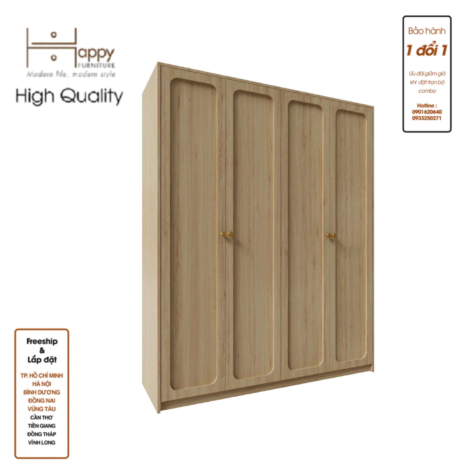 ELEGANT, Tủ quần áo 4 cửa mở 1m6x2m, 160cm x 54cm x 200cm , TCM_084