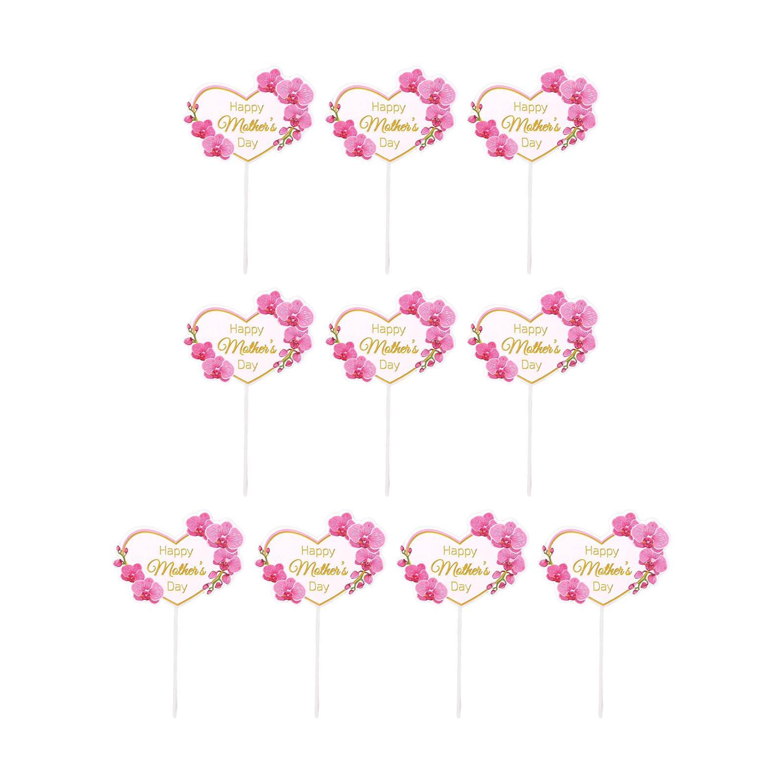 10x Cake Toppers, Happy Mother's Day Cake Topper, Baking Decor, Mother's Day Cupcake Picks, Cake Insert for Event, Gift Cake, Birthday Anniversary