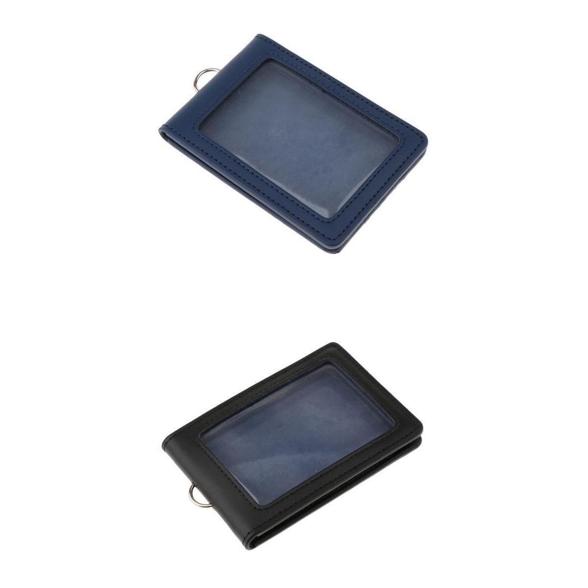 2 pieces PU Leather Double Cards Vertical Style ID Badge Holders