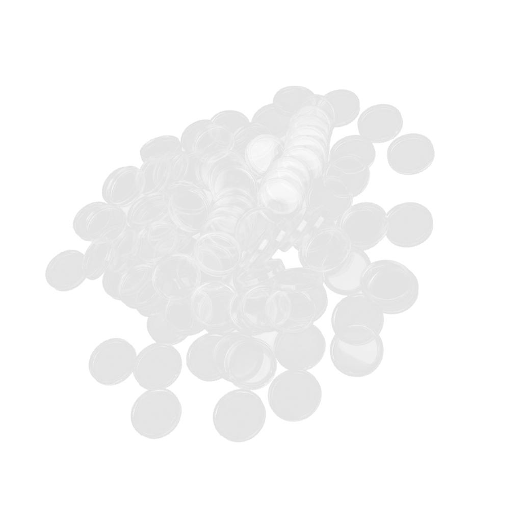 100 Boxed Coin Capsules Coin Case Transparent Color