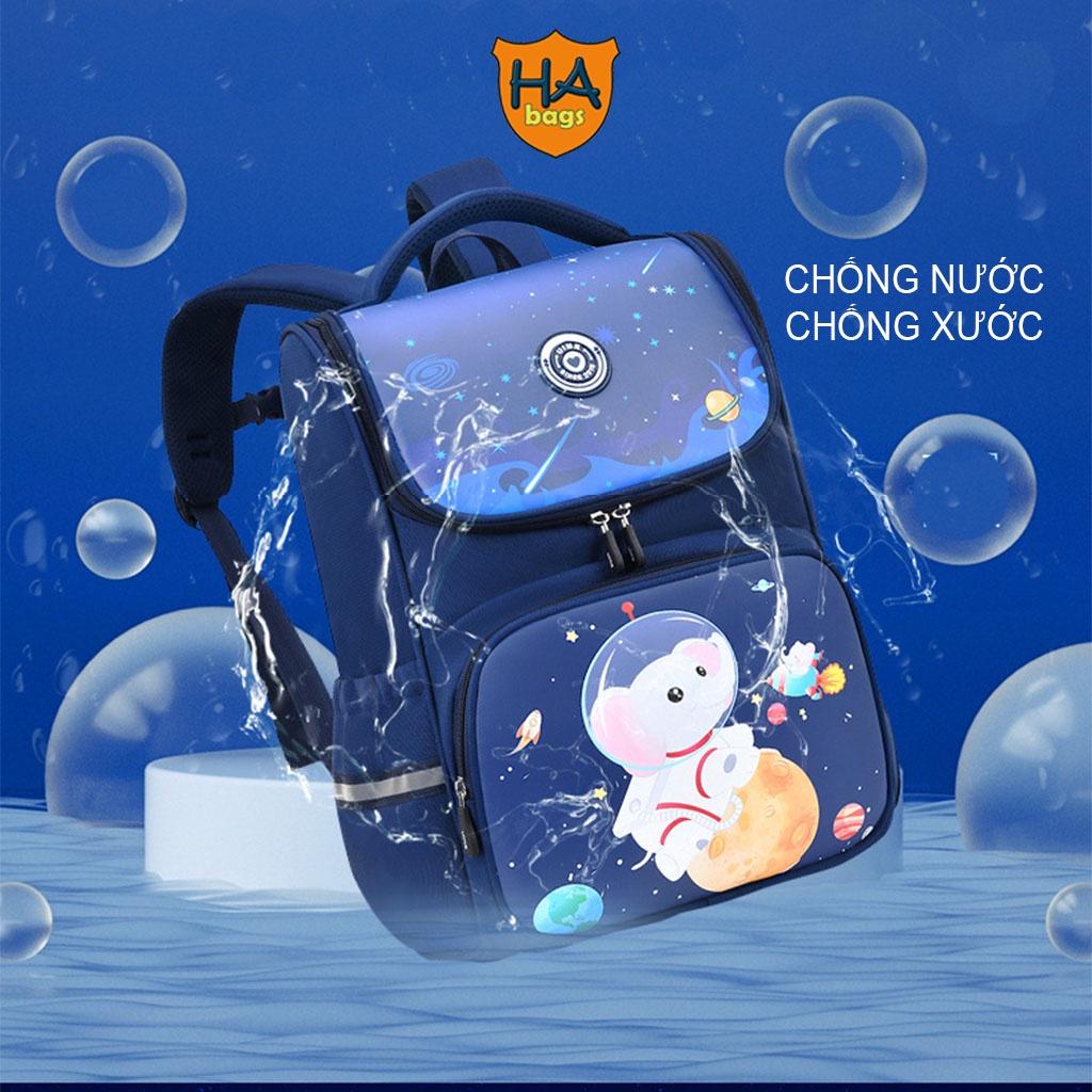 Balo đi học chống gù HA1009, cặp siêu nhẹ cho học sinh tiểu học kích thước 38x28x16cm