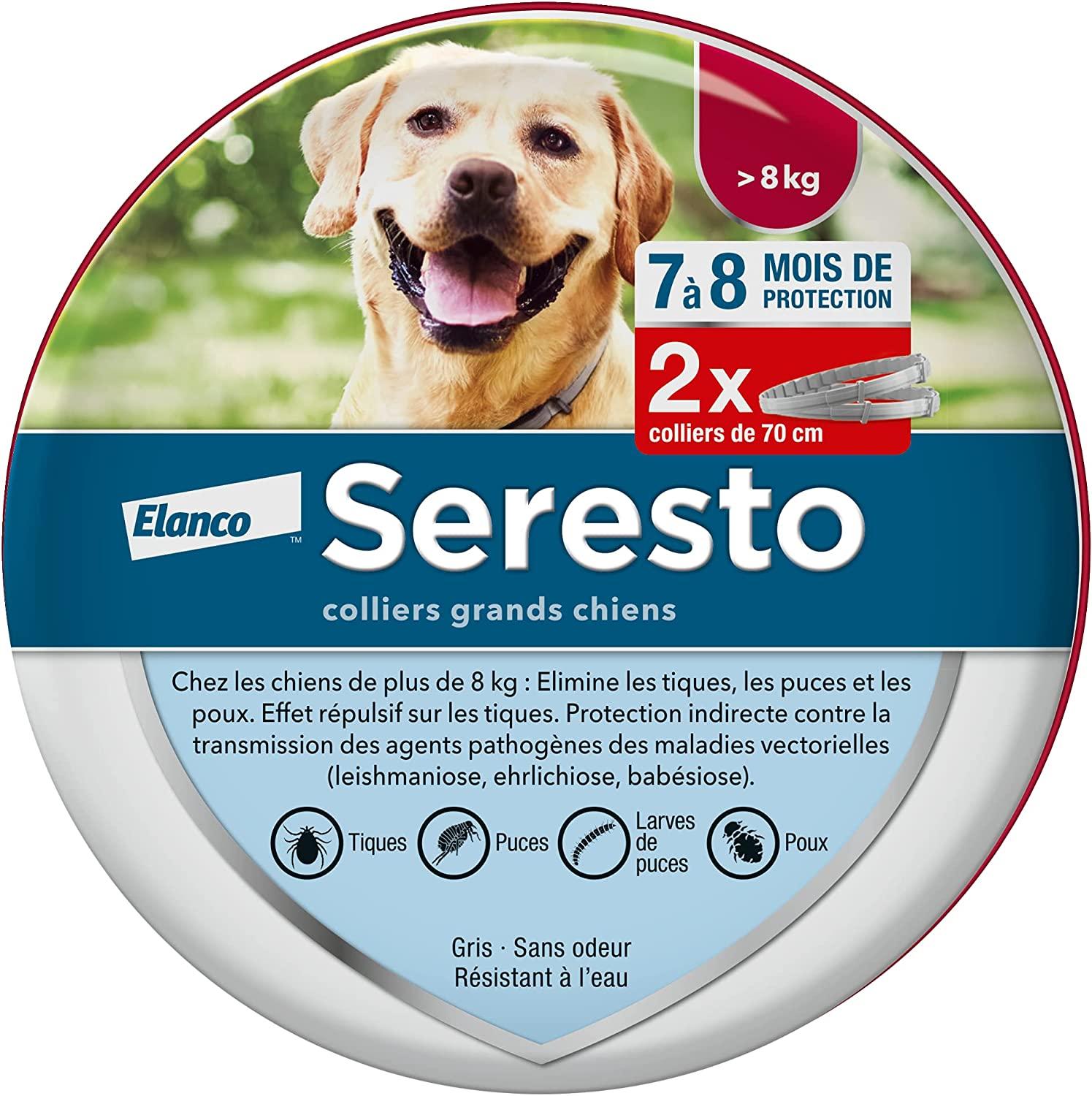 Chó Seresto - Vòng cổ bọ chét và ve cho chó lớn - hơn 8 kg - 2 vòng cổ