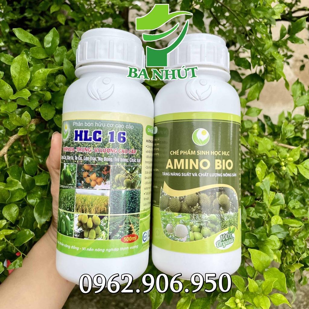 COMBO HLC 16 &amp; AMINO BIO - Phân Bón Lá Có Tác Dụng Đi Đọt Mạnh, Mập Cơi, Bóng Lá Và Giải Độc Cho Cây