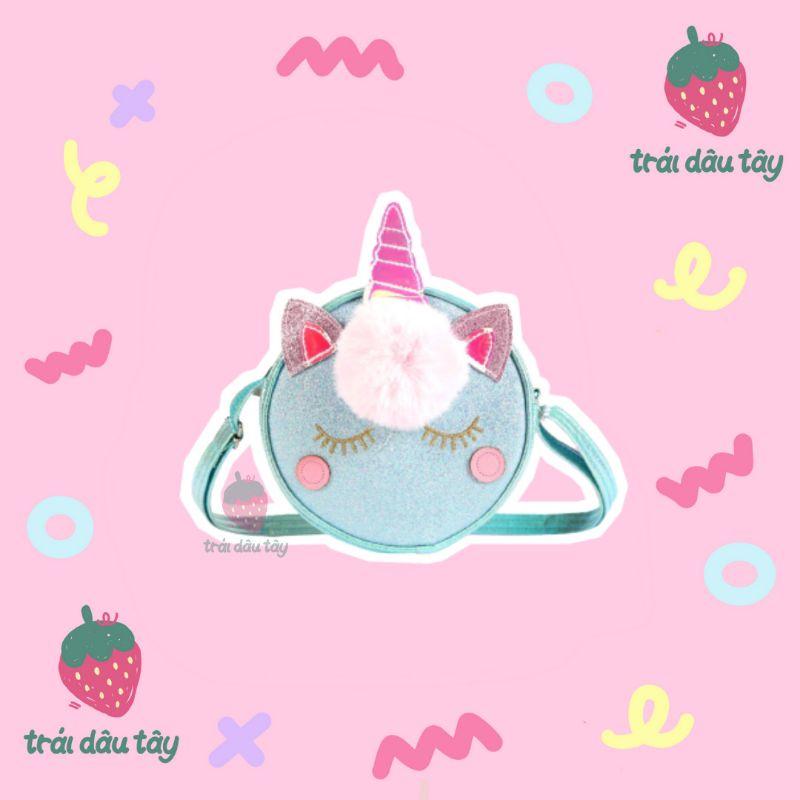 TÚI ĐEO CHÉO CHO BÉI GÁI HÌNH UNICORN ĐI CHƠI ĐI DU LỊCH CÓ KIM TUYẾN CHIẾU