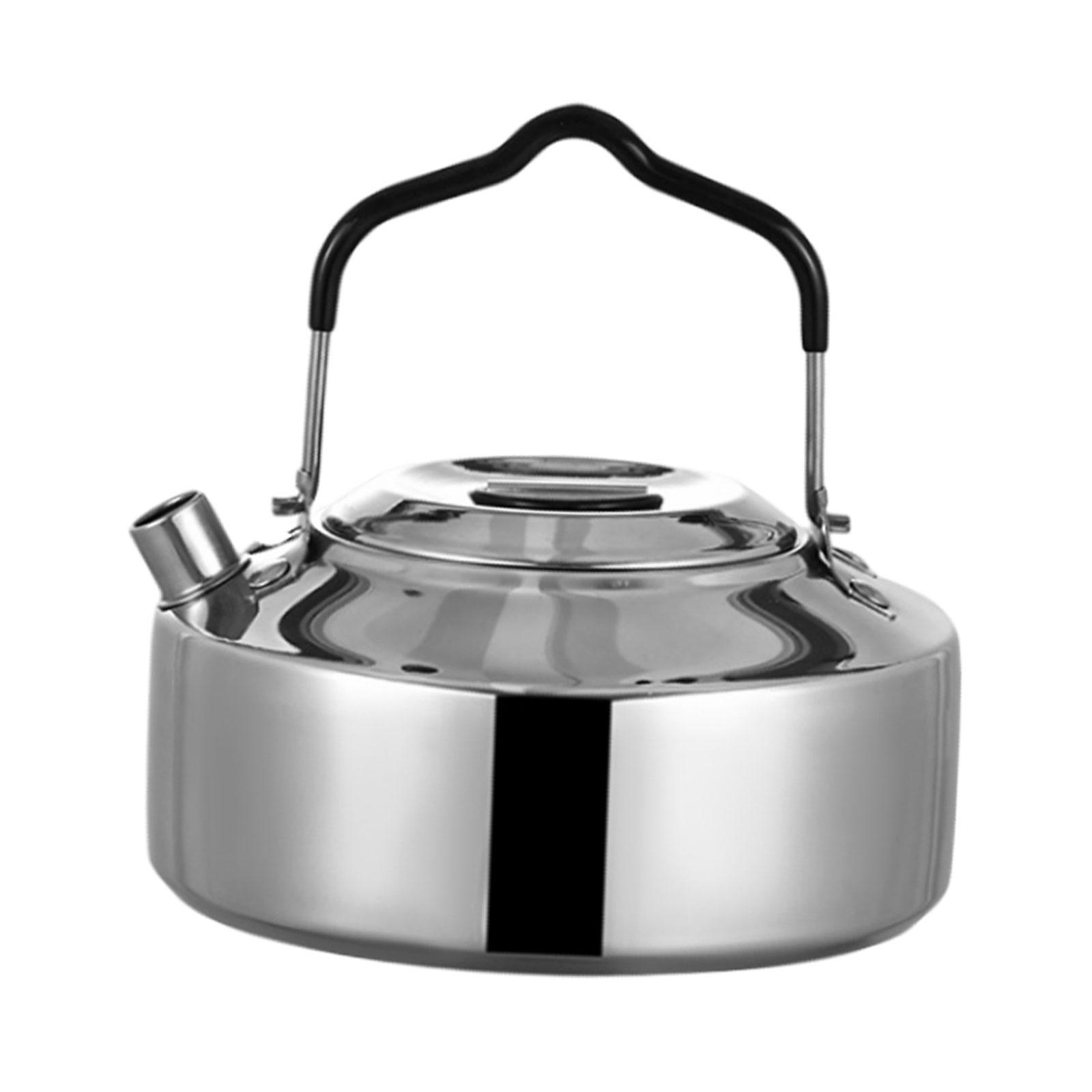 1L Camping Kettle Water Boiler Coffee Pot Easy to Clean Stainless Steel Tea Kettle Tea Pot for Cooking Mountaineering Picnic Hiking Barbecue