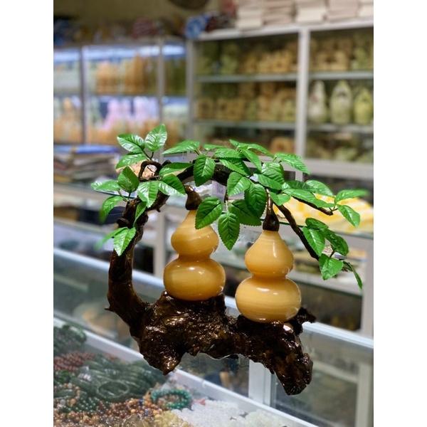 Cây Đôi Hồ Lô Kích Tài Lộc Đá Ngọc Hoàng Long - cao 30cm
