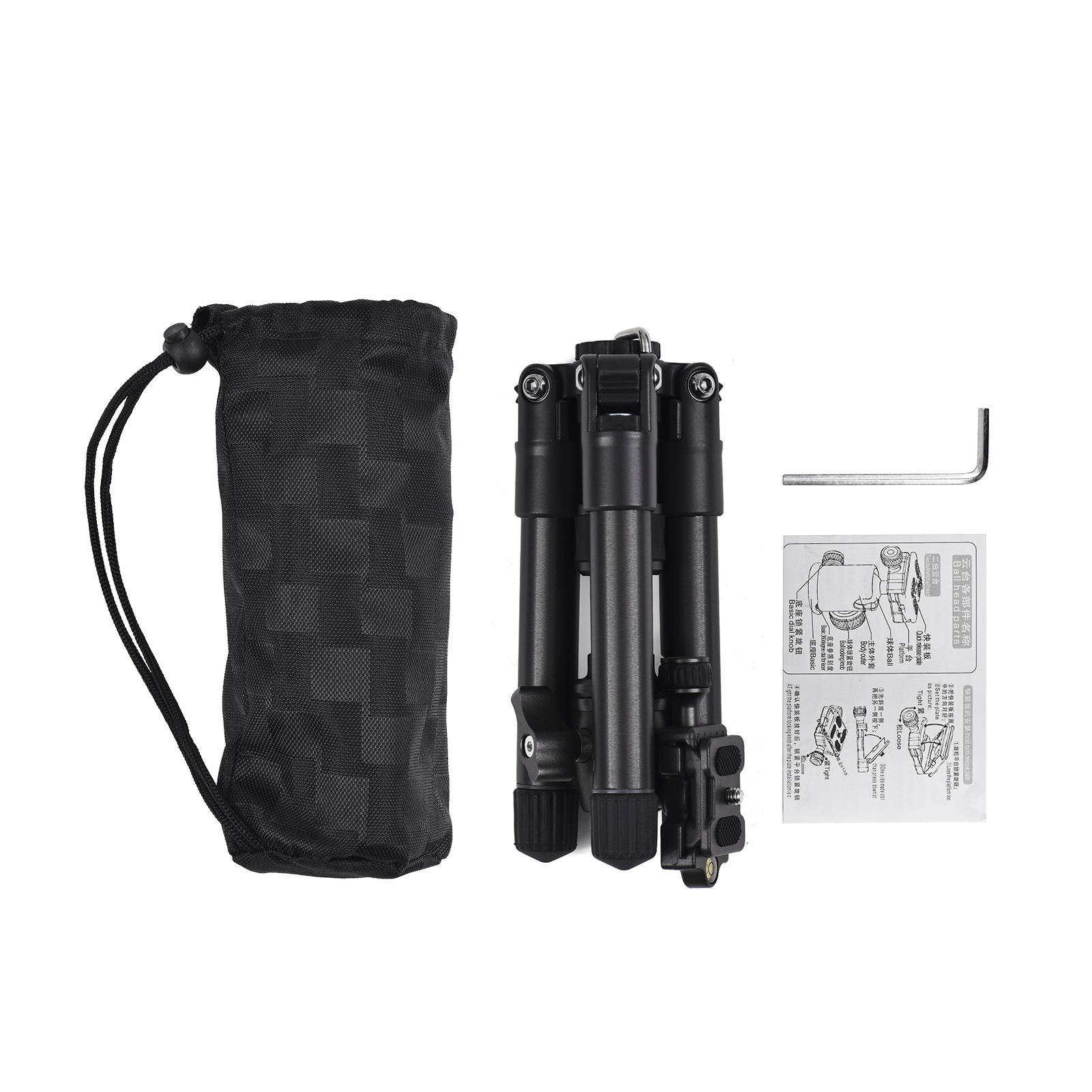 Portable Desktop Tripod Stand Aluminum Alloy 66cm/26in Max. Height 5kg Load Capacity with 360° Rotatable Ballhead 1/4 inch Screw QR Plate Carrying Bag for DSLR Mirrorless Camera Smartphone