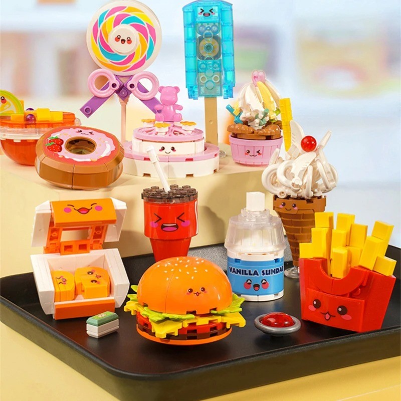 Đồ chơi - QMAN - 35012 Bộ đồ chơi xếp hình mô hình Burger Kem Giao Ngẫu Nhiên 1 hộp Nhỏ