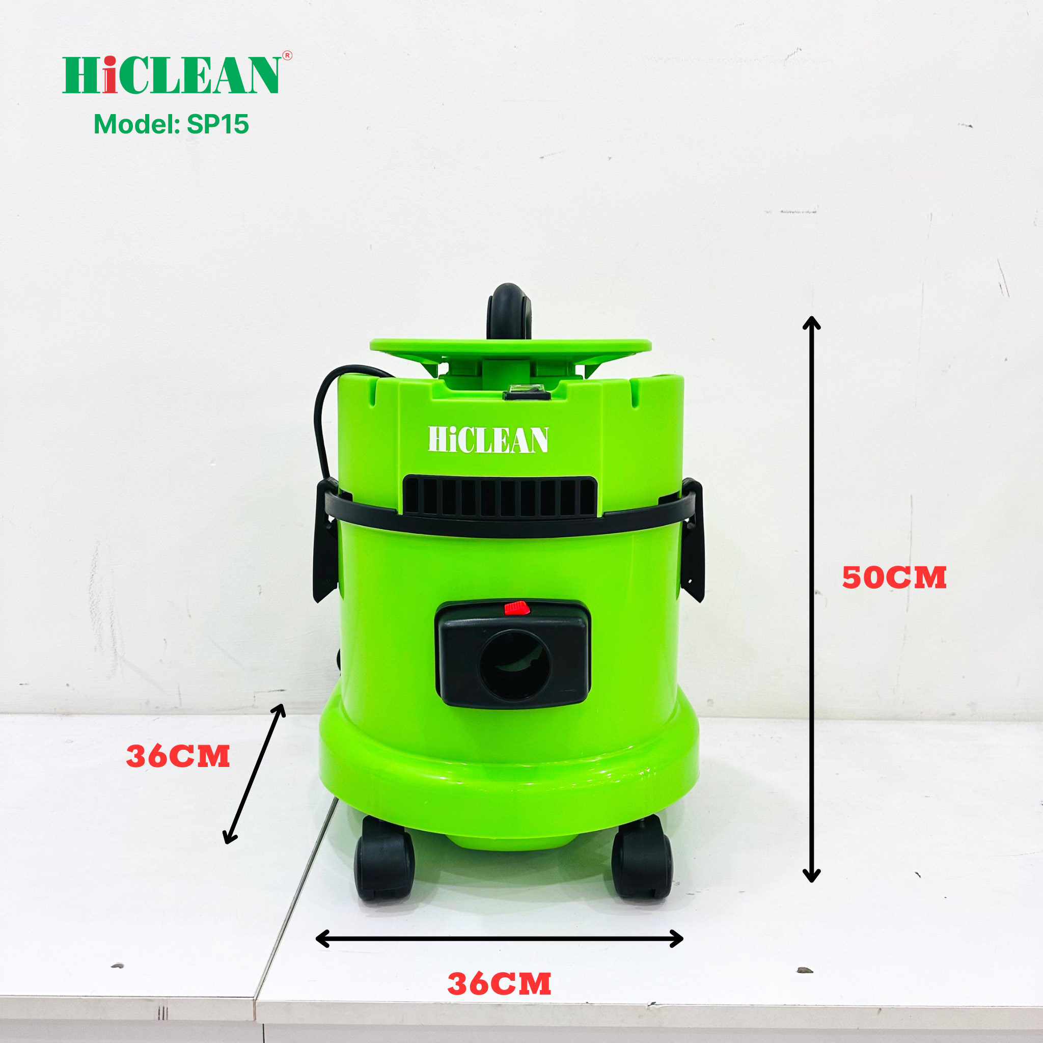 Máy hút bụi gia đình HiClean SP15, công suất 1500W, thùng nhựa ABS, dung tích 15L - Hàng Chính Hãng