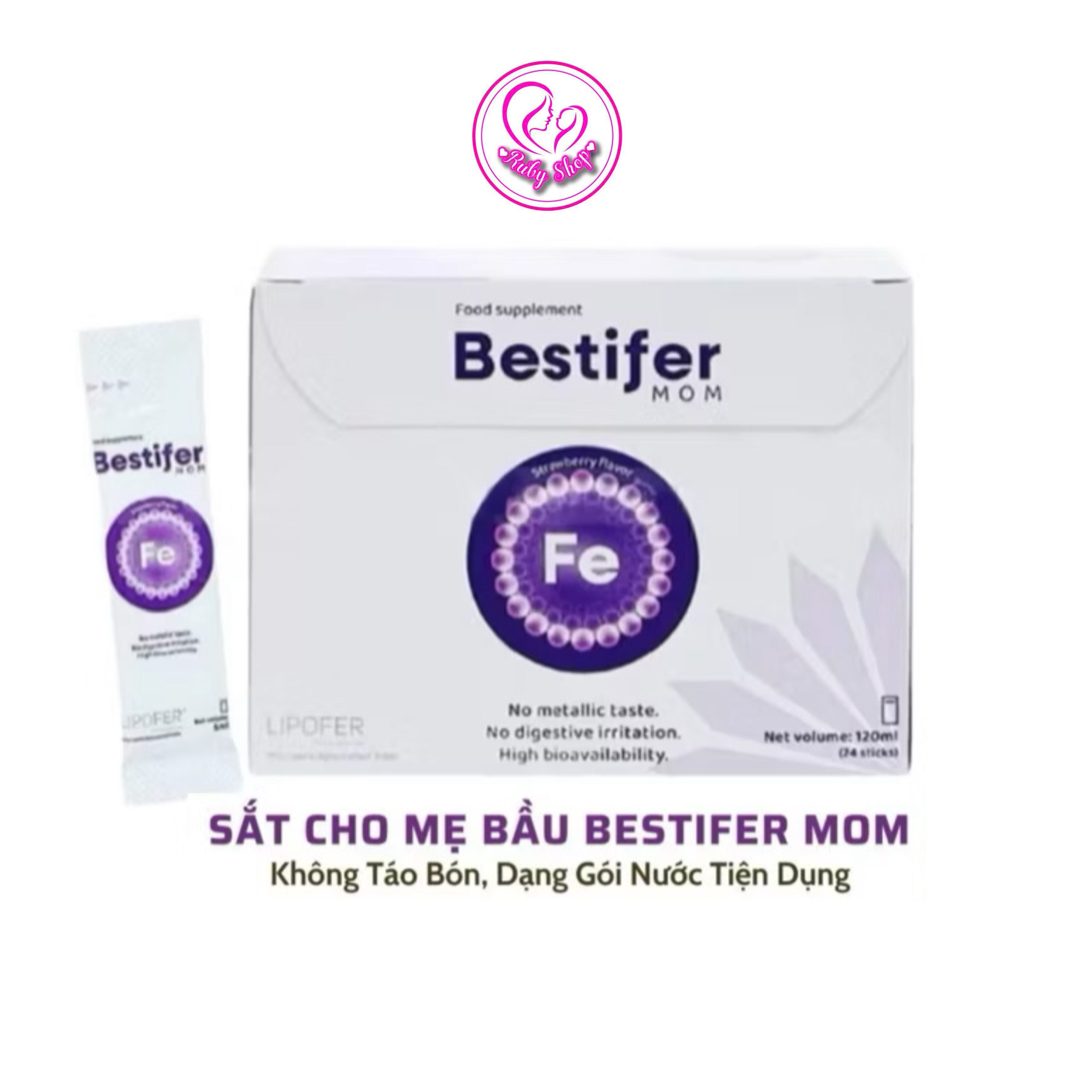 Sắt Bestifer hộp 24 gói ngon dễ uống phòng thiếu máu cho mẹ bầu và sau sinh