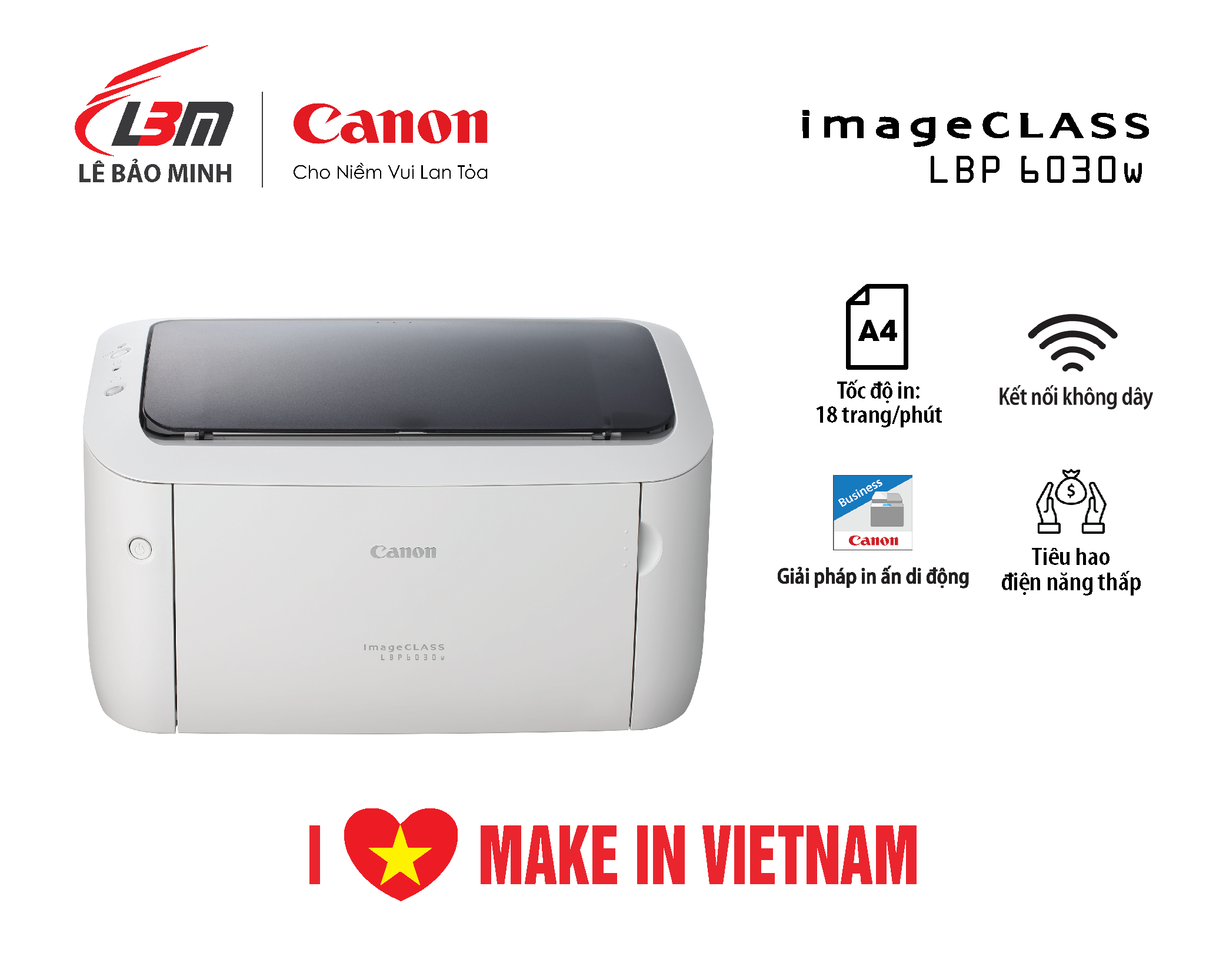 Máy In Laser đơn năng Canon LBP6030w - Hàng chính hãng