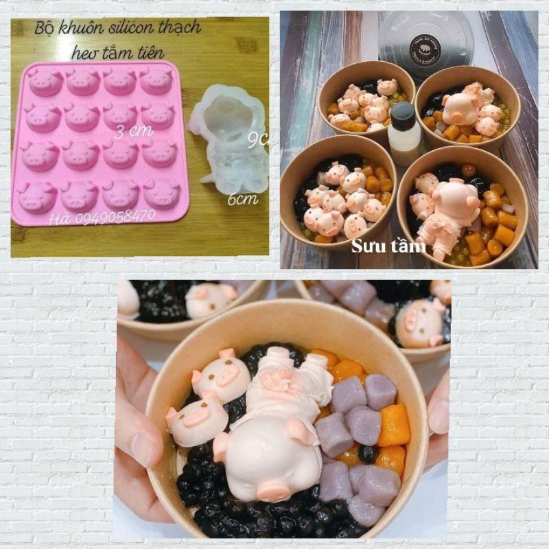 Bộ 2 khuôn thạch rau câu heo tắm tiên và heo hồng siêu hot