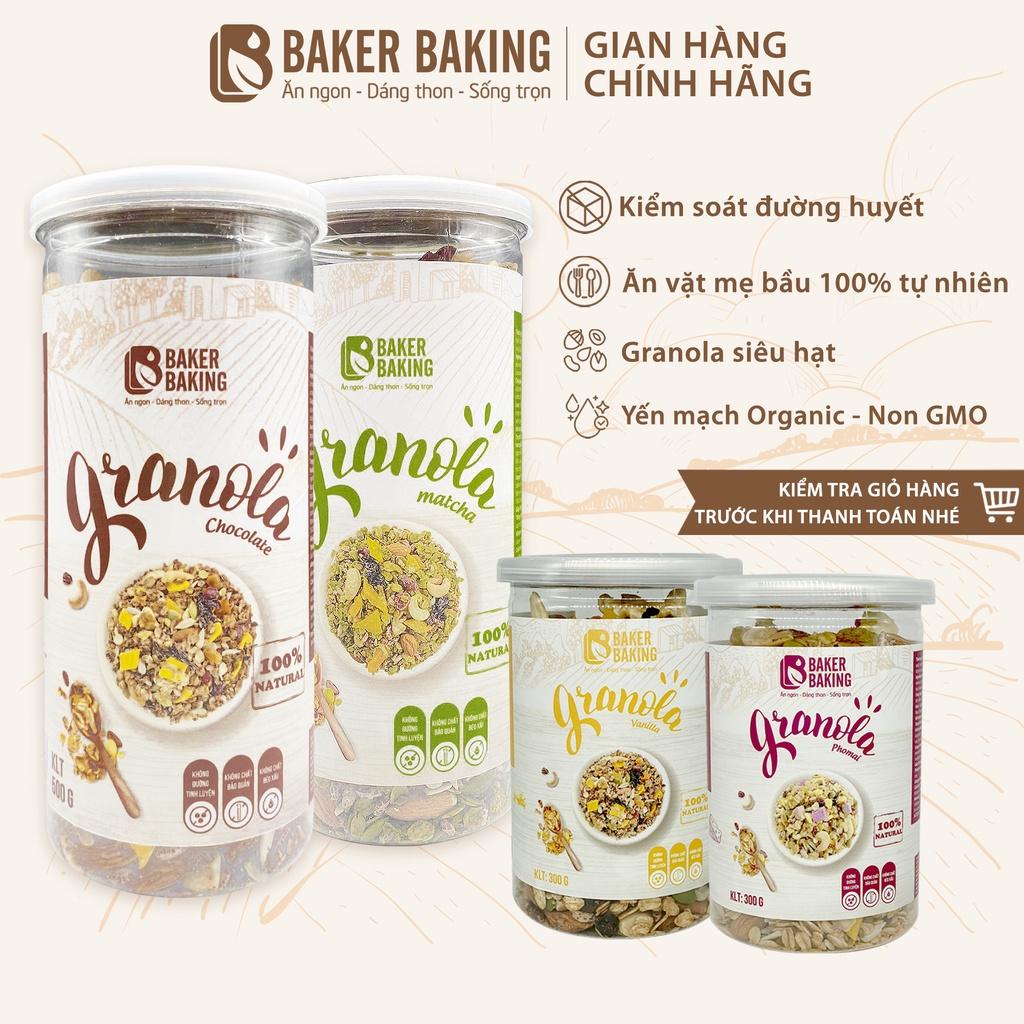 Ngũ cốc Granola ăn kiêng Baker Baking không đường dành cho mẹ bầu, tiểu đường, healthy 300-500g