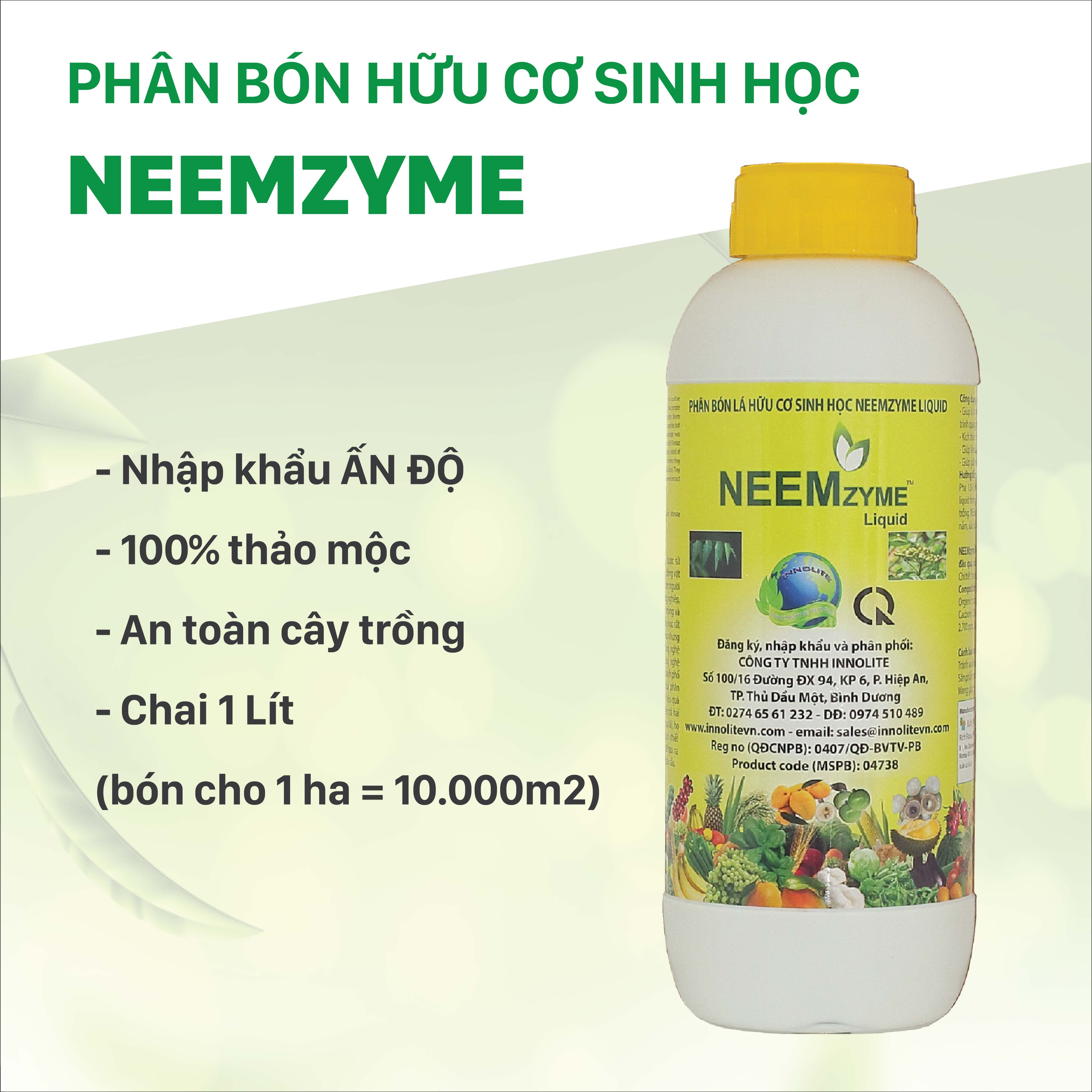 Phân hữu cơ sinh học Neemzyme Liquid -1 Lít