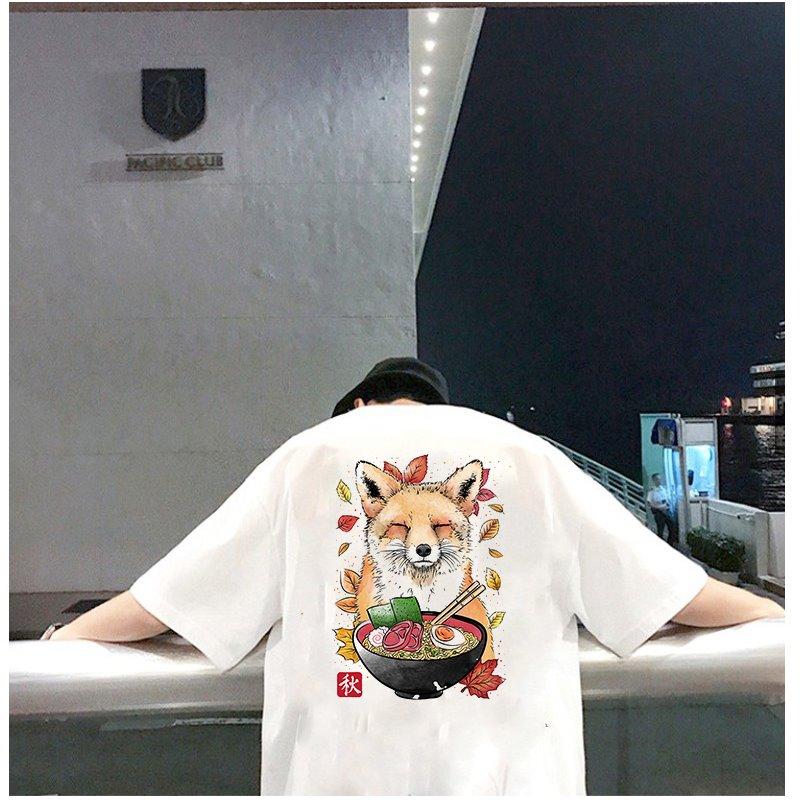 Áo thun tay lỡ nam nữ form rộng họa tiết cún con và đồ ăn vải dày mịn 2021T3145