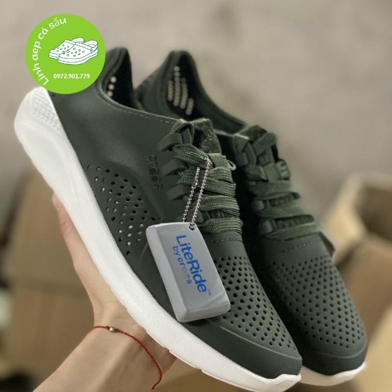 Giày nhựa buộc dây cross liter pacer nam nữ màu xanh rêu êm, mềm, hàng xịn, full box