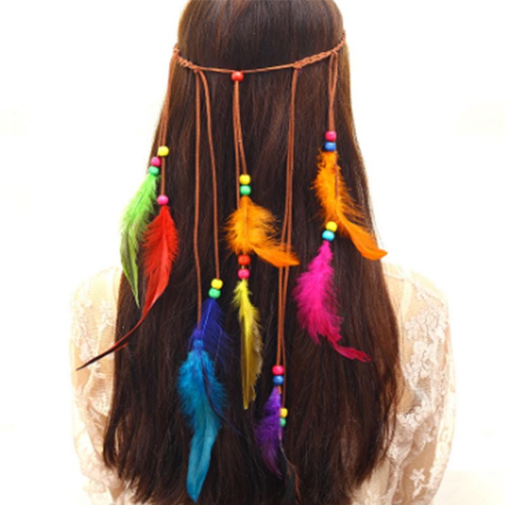  Headchain lông vũ Dây chuyền đội đầu phong cach boho bohemian