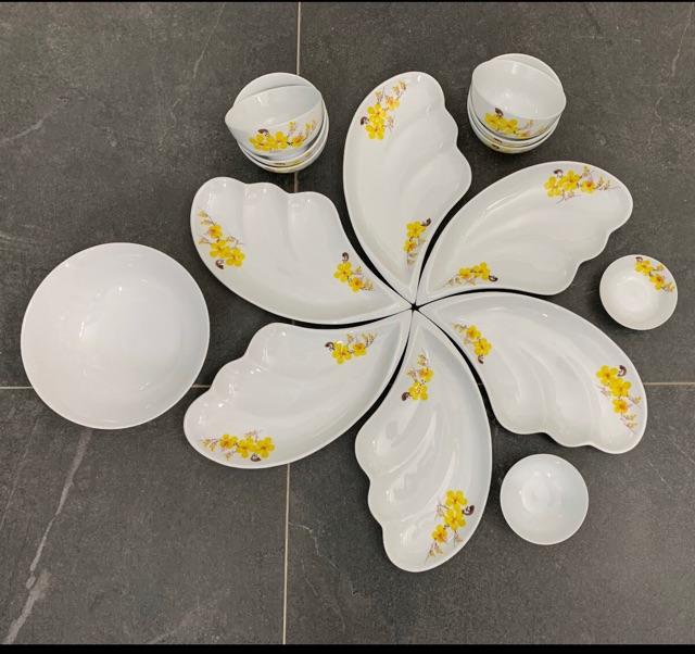 Bộ đĩa cánh tiên Hoa mai loại to -7món TẶNG 1LỌ HOA MINI