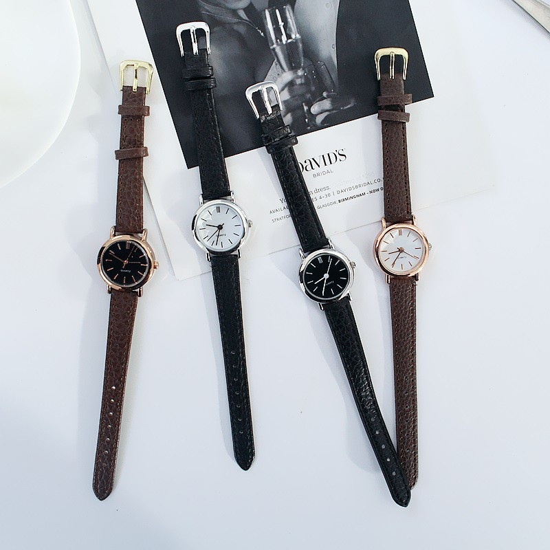 Đồng hồ nữ mặt tròn nhỏ DOHORA VN DSDH110 dây da vạch kẻ chạy 3 kim mẫu mới cực thanh lịch thời trang hot chống nước sinh hoạt nhẹ dây da dành cho học sinh cấp 2 sinh viên - Hàng nhập khẩu