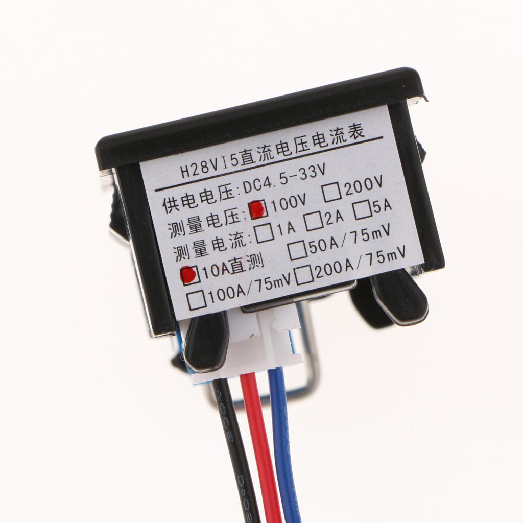 2-4pack DC 0-100V LED Motor Dual Display Digital Voltage Current Meter 10A