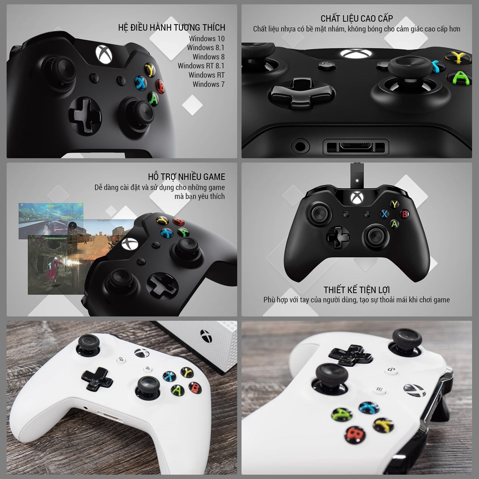 Gamepad Không dây Bluetooth Xbox One S White - hàng nhập khẩu