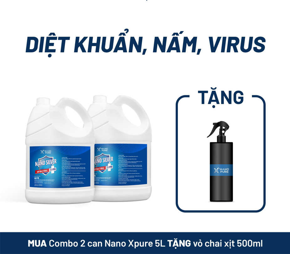 [COMBO 2 CAN] Dung Dịch Nano Bạc Khử Khuẩn Nano Xpure Nano Silver 35ppm - Diệt khuẩn, khử mùi, kháng khuẩn, không chứa cồn– Nano Bạc AHT Corp (AHTC)