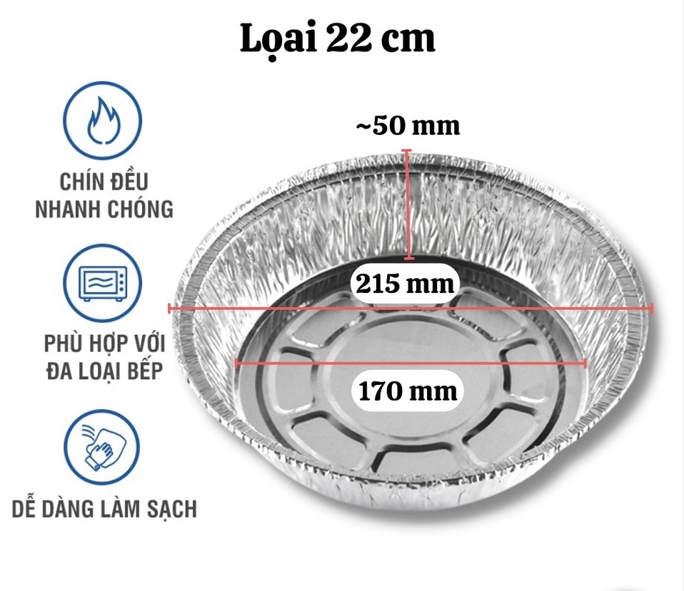 Sét 10 Khay giấy bạc lót nồi chiên không dầu, đĩa nhôm lót nồi nướng đa năng