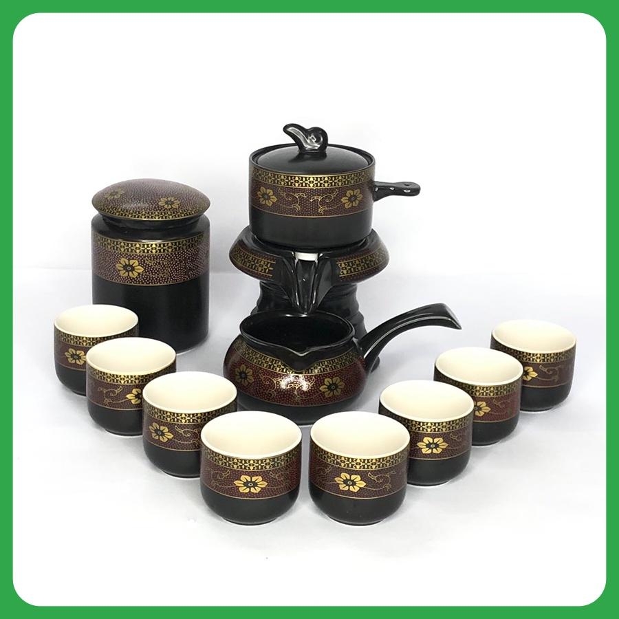 Bộ Ấm Chén Trà Cối Xay Hoa Cẩm SƯƠNG MAI Họa Tiết Nho Nhã Tinh Tế Giữ Nguyên Hương Sắc Của Trà Khi Pha Gồm 9-16 Món