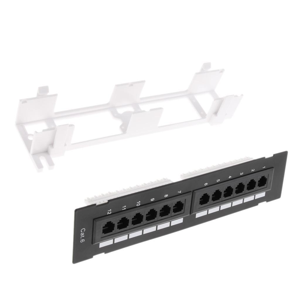 12-port Cat5e/6 UTP LAN Wall Mount Patch Panel Surface Wall Mount Bracket