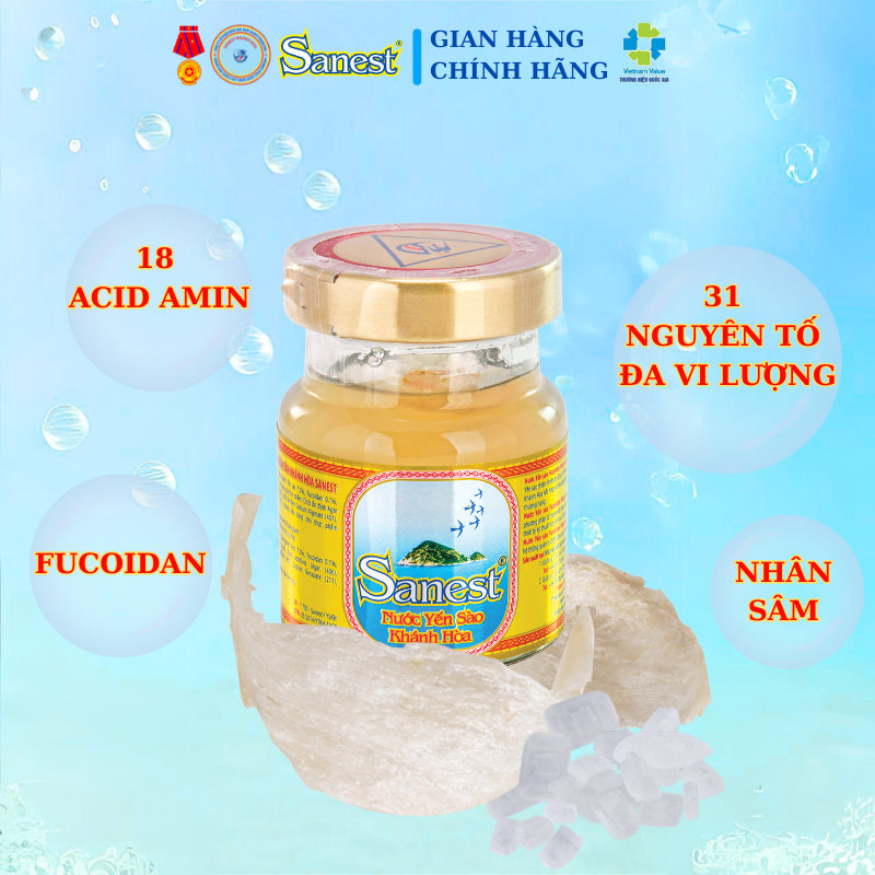 [Combo 20 lọ] Nước Yến sào Khánh Hòa Sanest Nhân sâm đóng lọ 70 ml