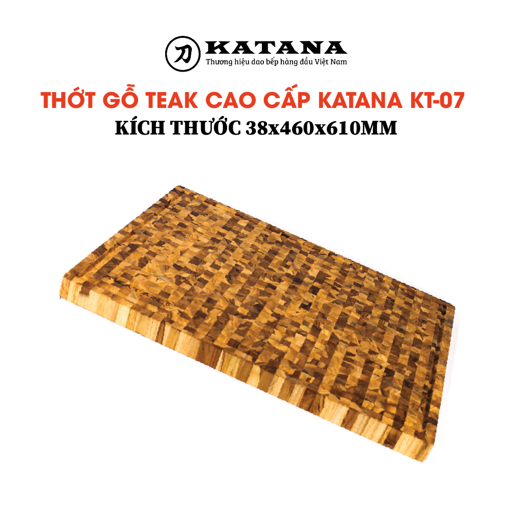 Thớt gỗ Teak đầu cây cao cấp KATANA cỡ lớn - KT07