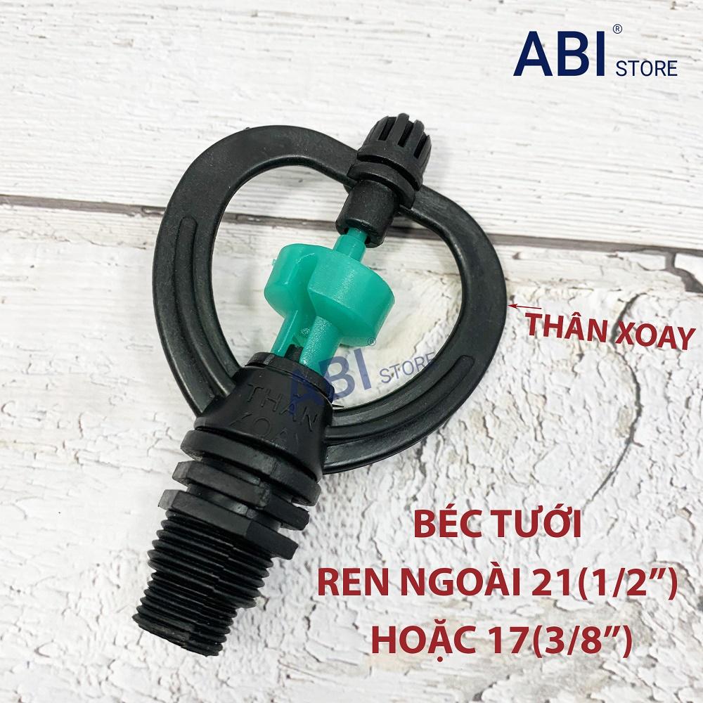 Béc tưới phun mưa xoay 360 độ ren ngoài 21 hoặc 17