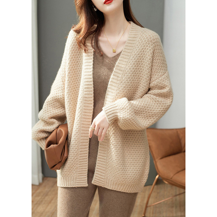 Áo khoác cardigan len nữ form rộng, len rệt tổ ong dày dặn ấm áp ArcticHunter, thời trang thương hiệu chính hãng - Be