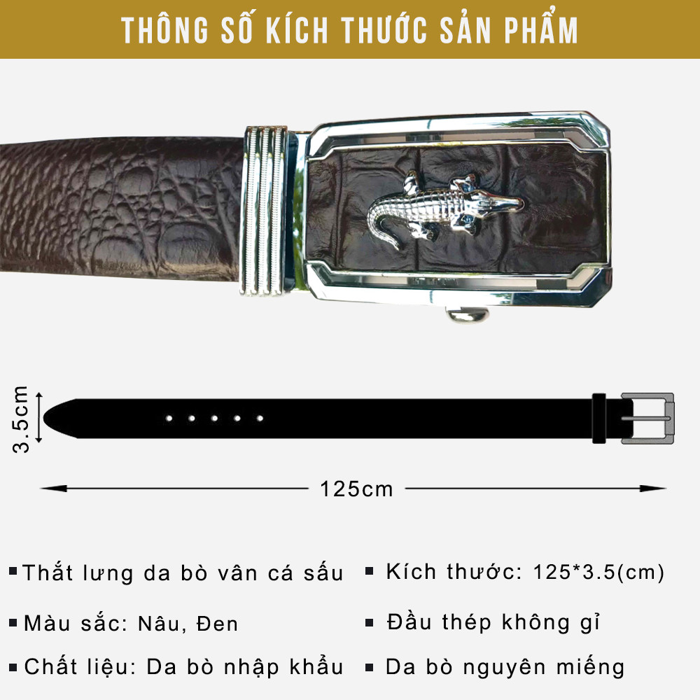 Thắt Lưng, Dây Nịt Nam Da Bò Thật Dập Vân Cá Sấu Sang Trọng, Phong Cách TL30