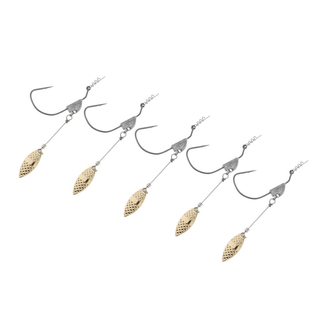 5pcs Weighted Fishing Hooks with Lead Spoon Spring For Swimbaits