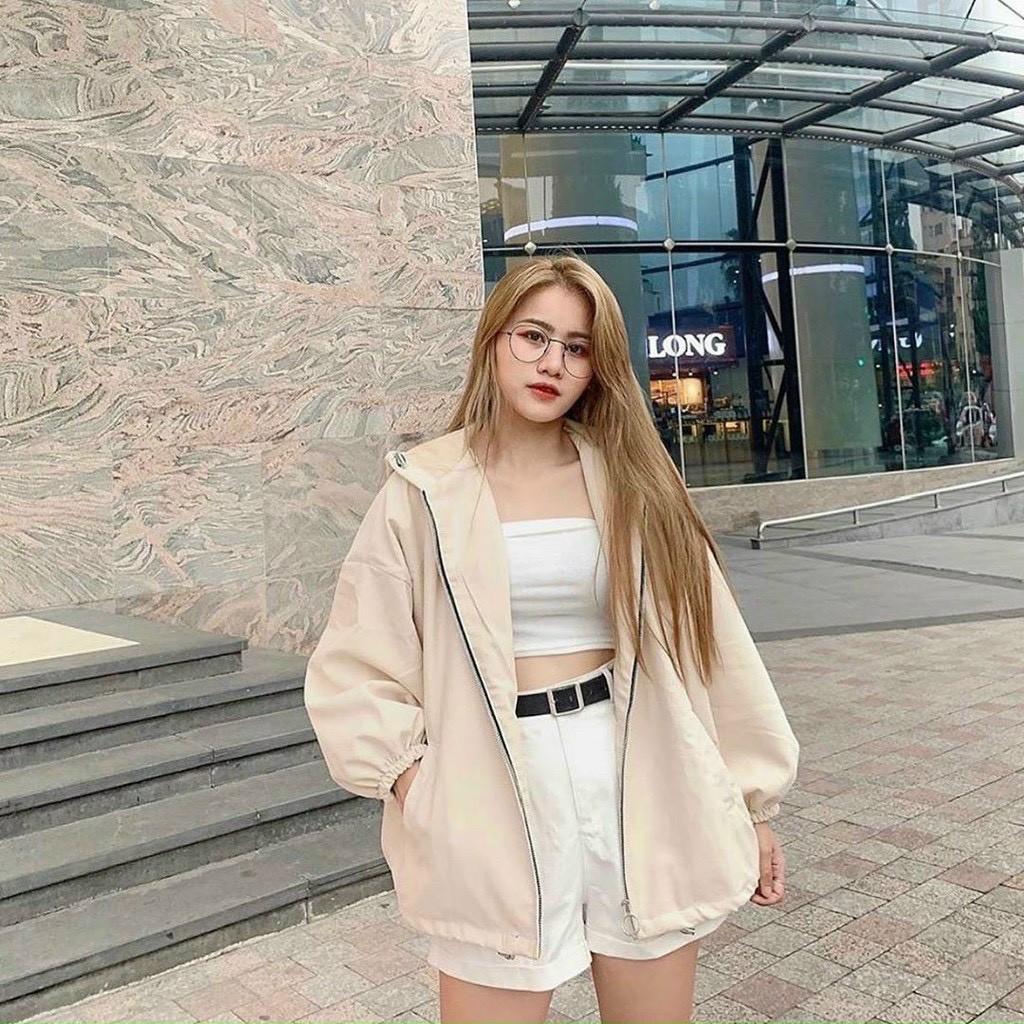 Áo Khoác Kaki nỉ Khóa Bo tay-Áo khoác Jacket hoodie trendy Ulzzang