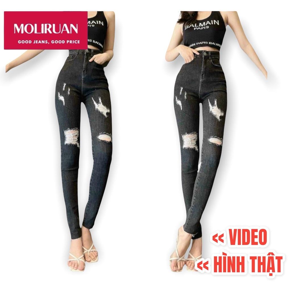 Quần jean đen rách kiểu dành CHO bIGSIZE, LƯNG CAO, CO DÃN MẠNH 4075