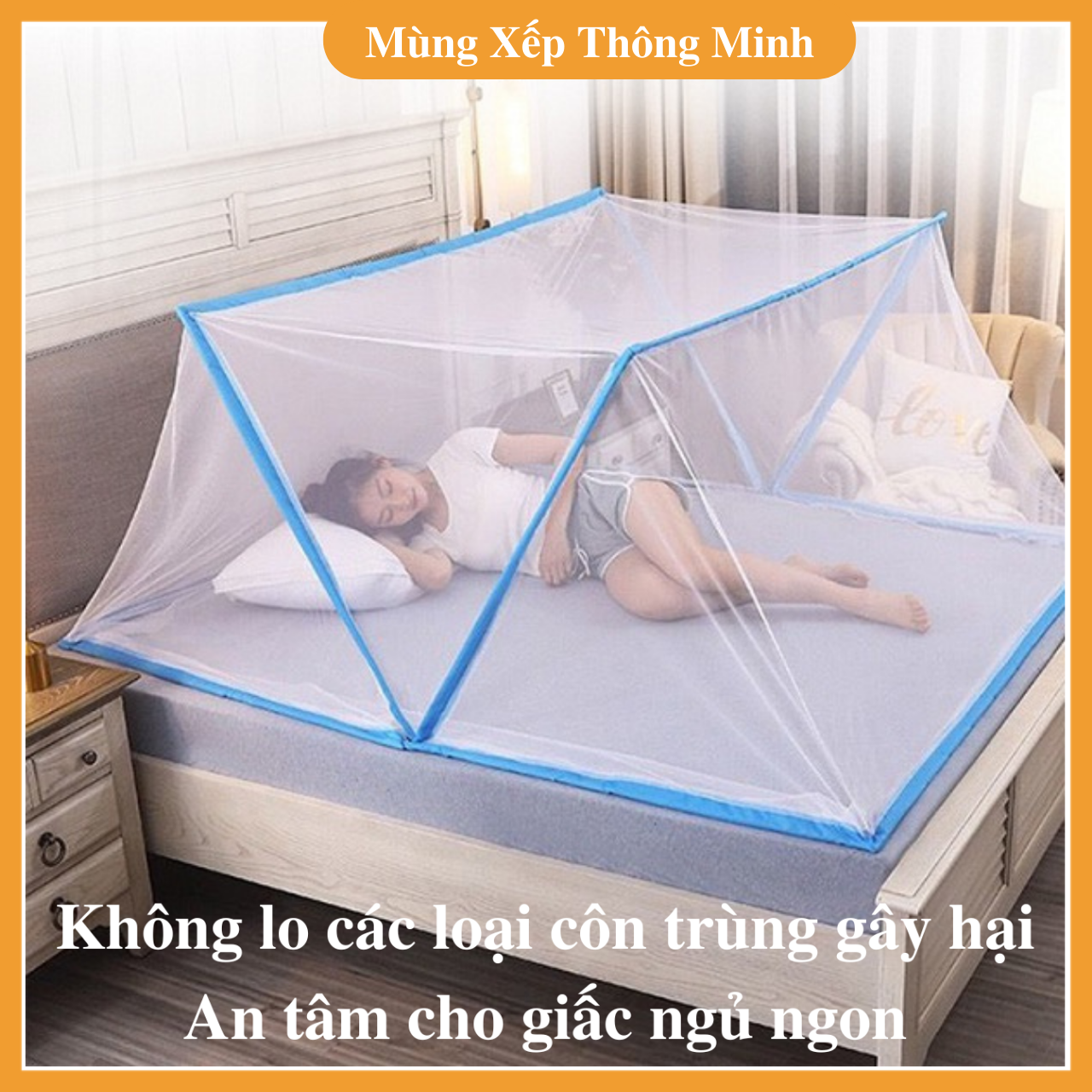 Mùng xếp Thông Minh Chống Muỗi, Côn Trùng 120x190cm, 140x190cm, 160x200cm, 180x200cm