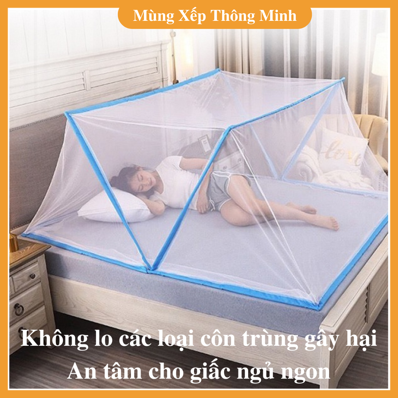 [Mua Mùng Nhận Quà] Mùng xếp Thông Minh Chống Muỗi, Côn Trùng 120x190cm, 140x190cm, 160x200cm, 180x200cm