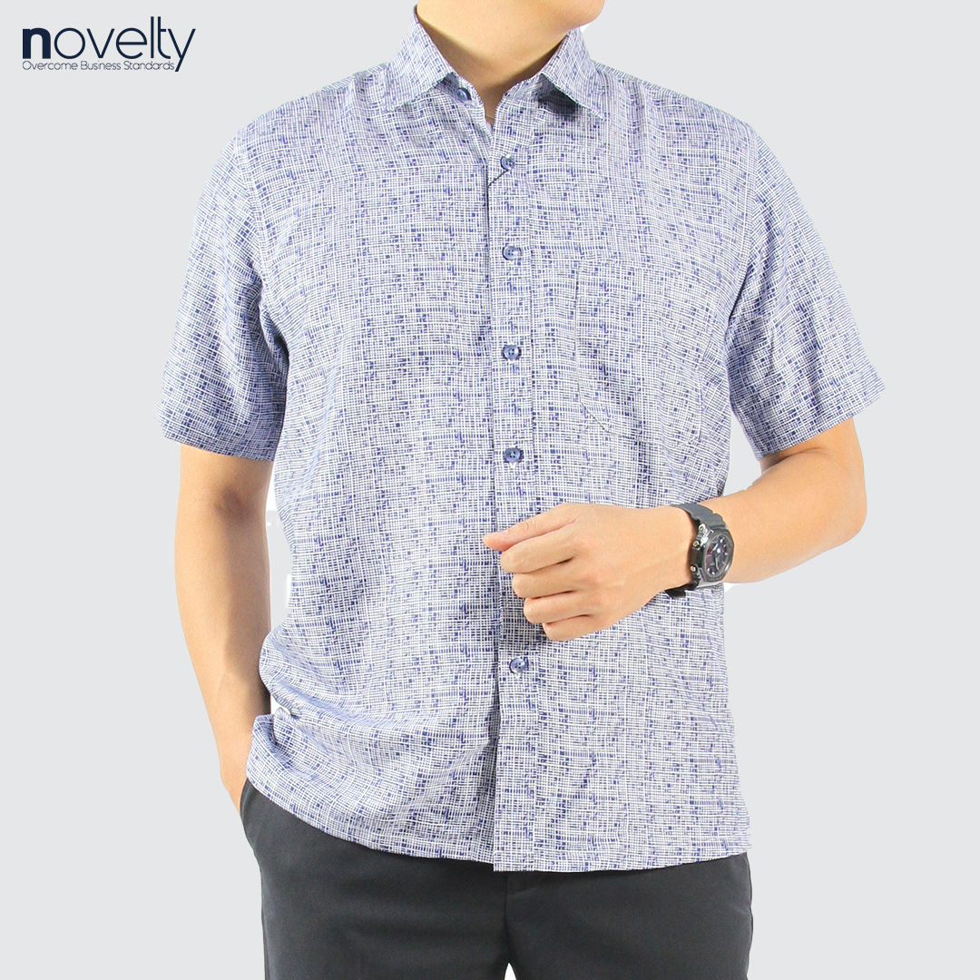 Áo sơ mi nam ngắn tay Novelty Casual hoa văn NSMMINMSPB230172N