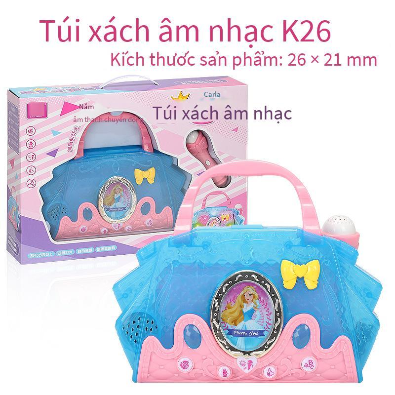 Phong cách mới nhất của trẻ em trí thông minh âm nhạc phim hoạt hình ba lô đồ chơi giáo dục sớm với micrô micrô âm nhạc ánh sáng lưu trữ túi cô gái